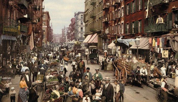Vista de una calle en New York, años 1880. Foto tomada de Internet